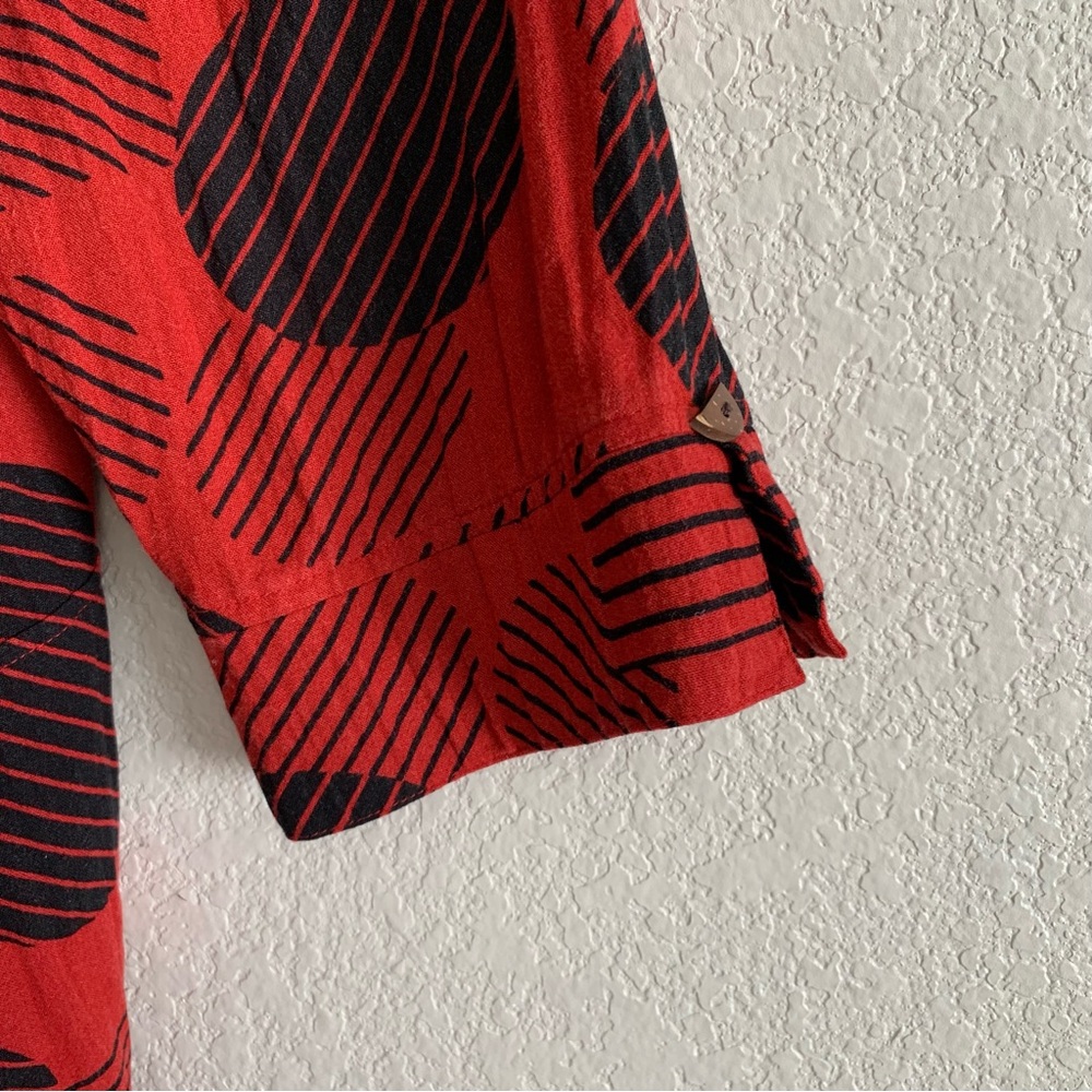 Ali Miles Blouse Top Womens 2X Wired Collar Popover Pockets Geometric Dots Artsy - Picture 11 of 16